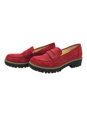 Chunky Platform Loafers Lug Sole 8.5 EU 39 Goth Grunge Preppy Dark Academia Red